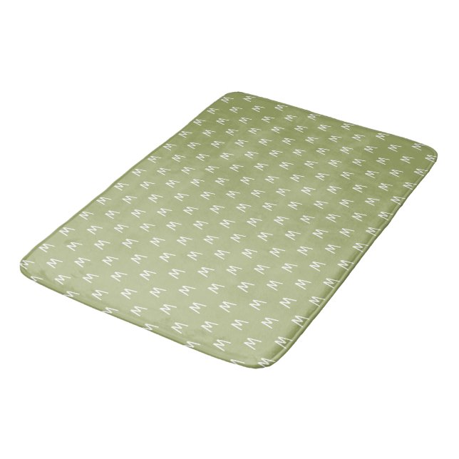 Tapis De Bain Monogramme blanc vert chic (Angle)