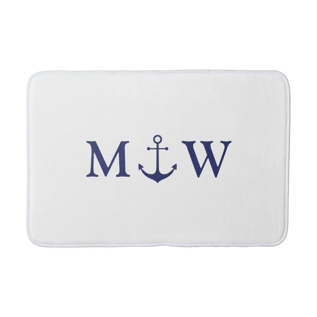Tapis De Bain monogramme bleu marine mariage (Devant)