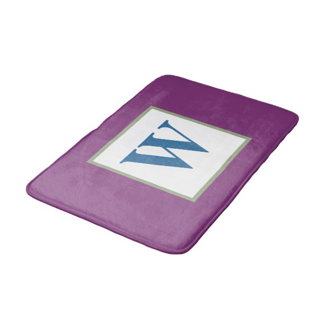 Tapis De Bain Monogramme bleu prune (Angle)