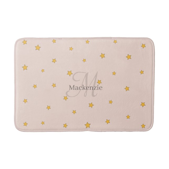 Tapis De Bain Monogramme Blush rose Lucky Stars Mat de bain (Devant)