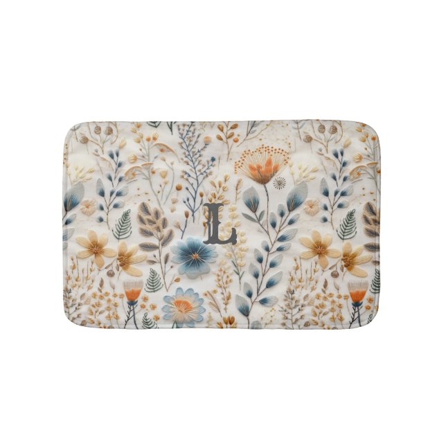 Tapis De Bain Monogramme botanique fleur sauvage (Devant)
