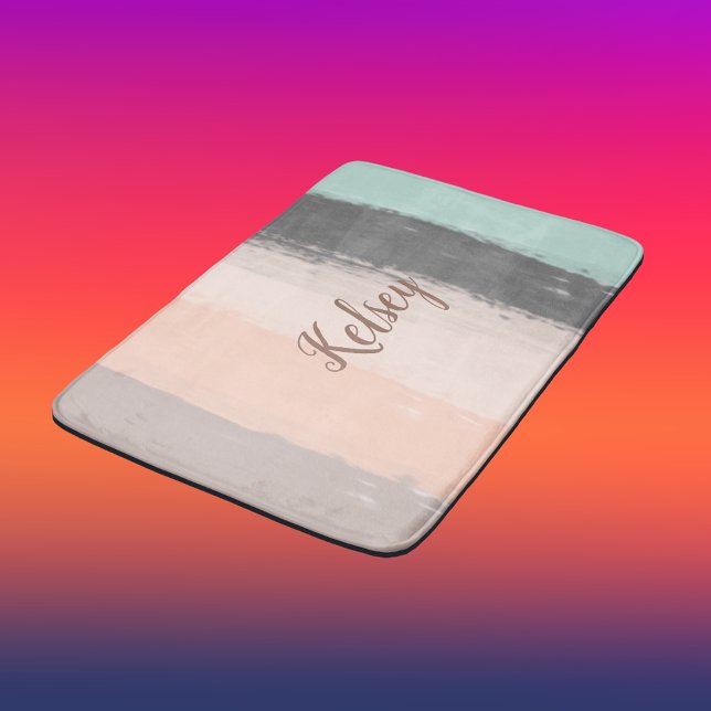 Tapis De Bain Monogramme Brush Strokes Colorée | (Créateur téléchargé)