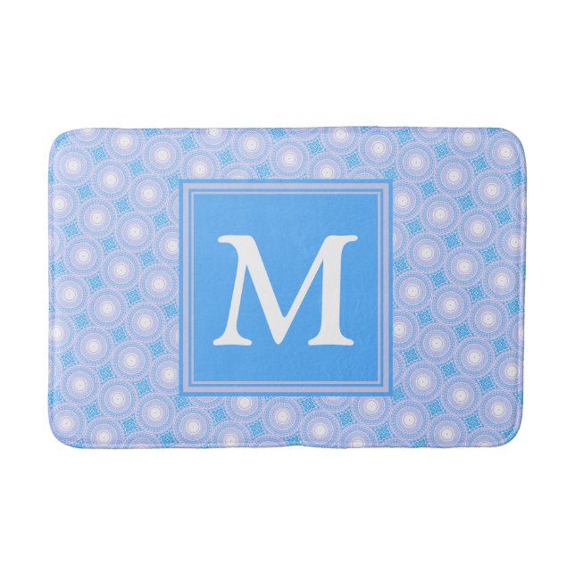 Tapis De Bain Monogramme Cercles bleu électrique motif (Devant)