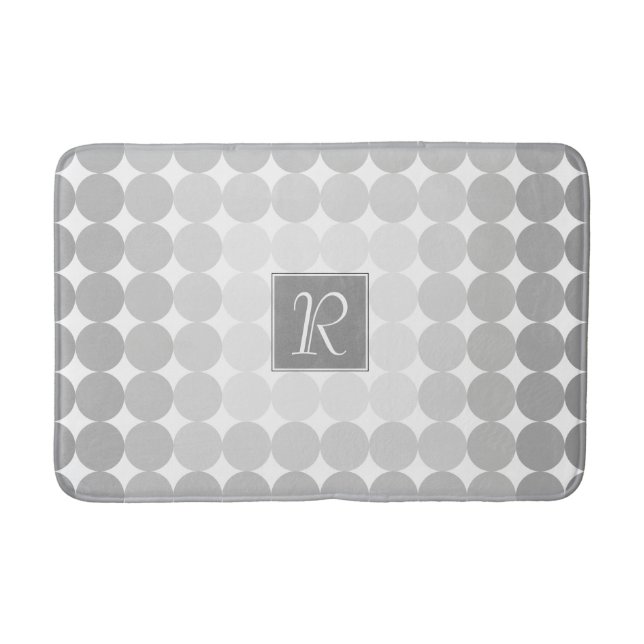 Tapis De Bain Monogramme Cercles Gris Moderne (Devant)
