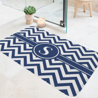 Monogramme Chevron Bleu Marine Et Blanc
