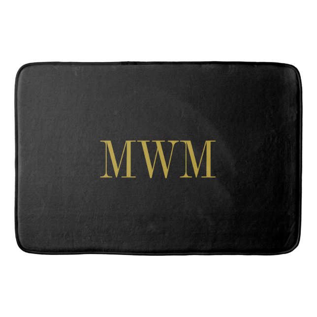 TAPIS DE BAIN MONOGRAMME CHIC DU BAIN MAT_BLACK SOLID/GOLD (Devant)
