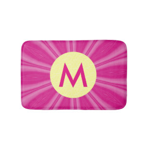 Tapis De Bain Monogramme coup de soleil jaune cercle rose chaud