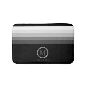 Tapis De Bain Monogramme de barre grise minimaliste moderne tend
