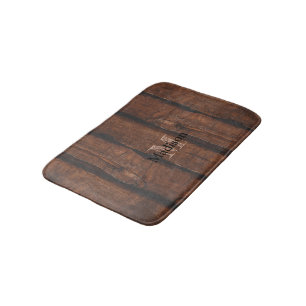 Tapis De Bain Monogramme de bois ancien brun foncé rustique