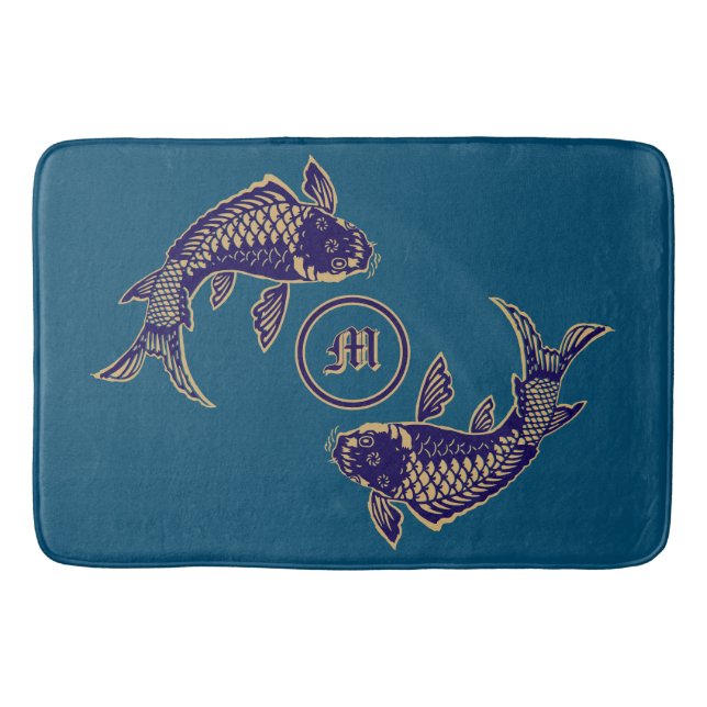 Tapis De Bain Monogramme de carpe koï japonaise (Devant)
