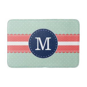 Tapis De Bain Monogramme de corail en bon état pi de bleu marin