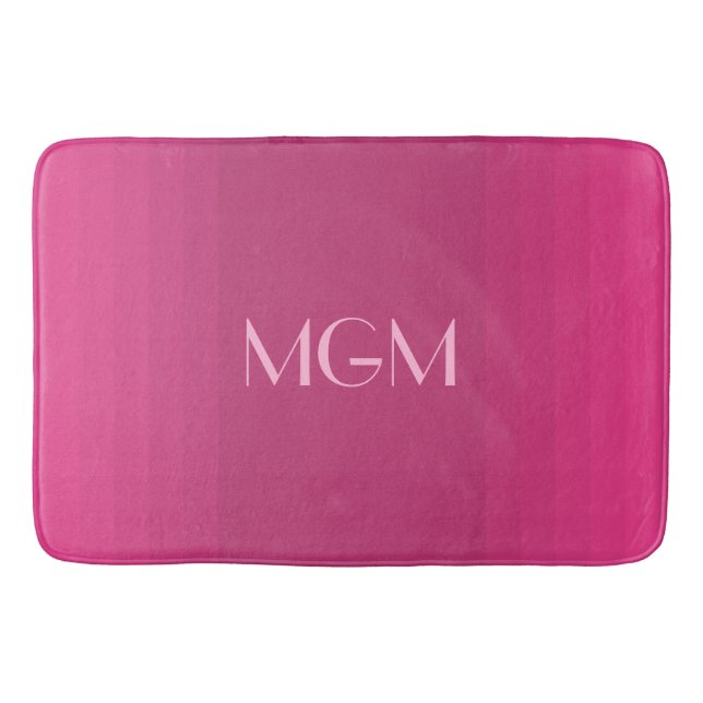 Tapis De Bain monogramme de gradation rose chaud (Devant)