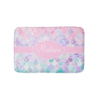 Tapis De Bain Monogramme de la petite fille Ombre Mermaid Motif