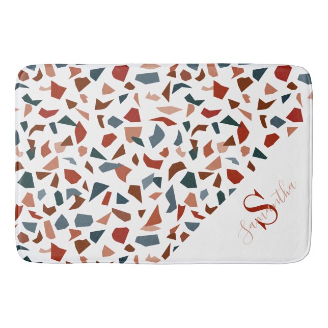 Tapis De Bain Monogramme de motif marron moderne  (Devant)