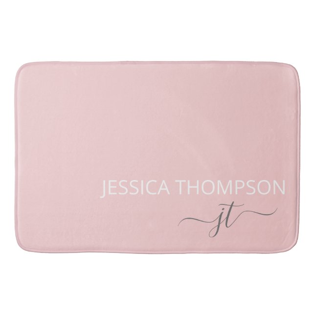 Tapis De Bain Monogramme de nom girly simple rose moderne  (Devant)