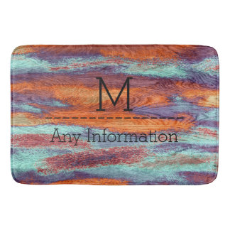 Tapis De Bain Monogramme de texture de grain de bois de couleur 