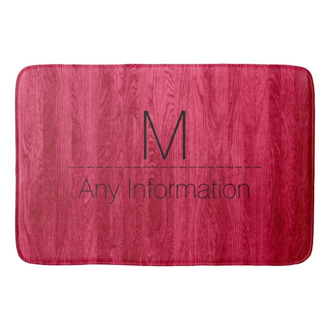 Tapis De Bain Monogramme de texture de grain de bois rouge (Devant)