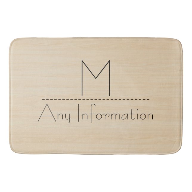 Tapis De Bain Monogramme de texture du grain de bois (Devant)
