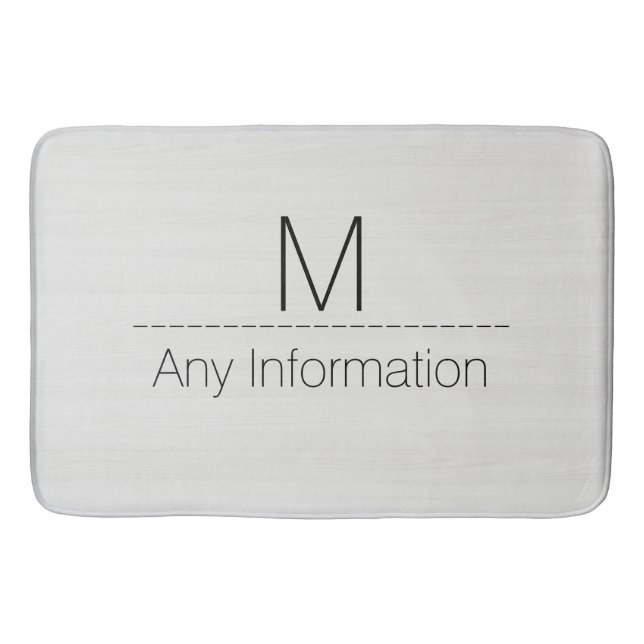 Tapis De Bain Monogramme de texture du grain de bois blanc (Devant)