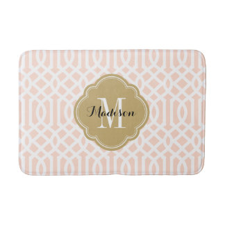 Tapis De Bain Monogramme de Trellis rose et or