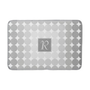 Tapis De Bain Monogramme des cercles gris modernes