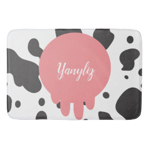 Tapis De Bain Monogramme d'impression de vache cool