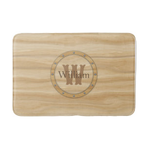 Tapis De Bain Monogramme du grain de bois Faux