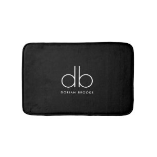 Tapis De Bain Monogramme Élégant Minimal Classique Moderne Noir