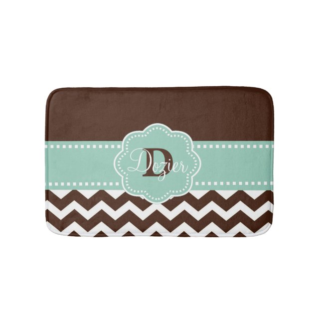 Tapis De Bain Monogramme en bon état Brown de Chevron (Devant)