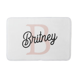 Tapis De Bain Monogramme et nom personnalisé moderne Pastel Pink