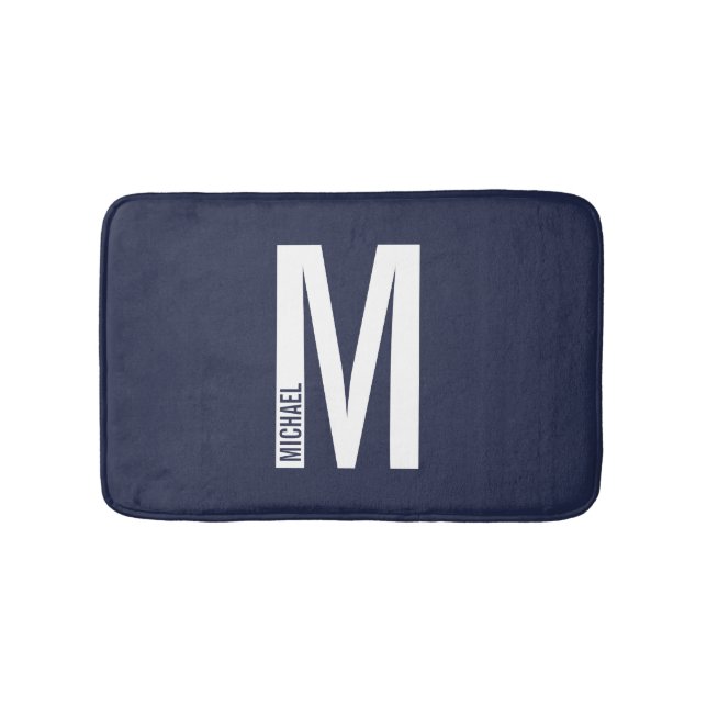 Tapis De Bain Monogramme et nom personnalisés modernes (Devant)