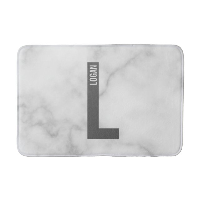 Tapis De Bain Monogramme et nom personnalisés modernes (Devant)