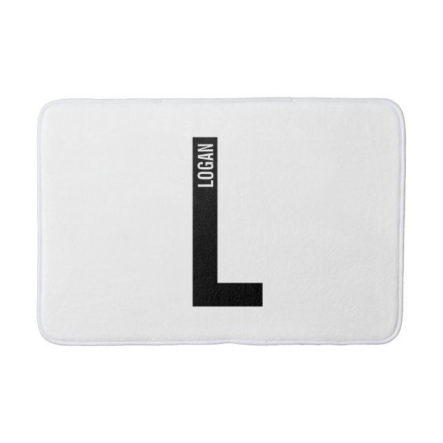 Tapis De Bain Monogramme et nom personnalisés modernes (Devant)