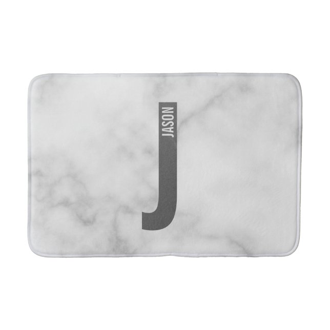 Tapis De Bain Monogramme et nom personnalisés modernes (Devant)