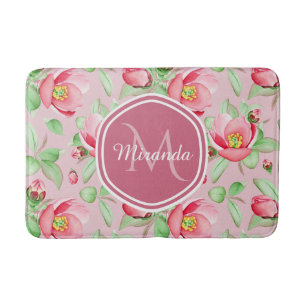 Tapis De Bain Monogramme Fleur de Pommier Rose