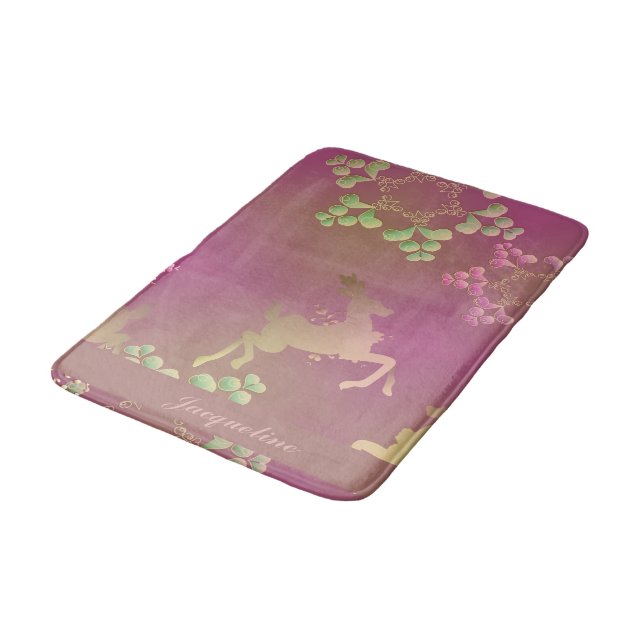 Tapis De Bain Monogramme flocon de neige de renne violet (Angle)