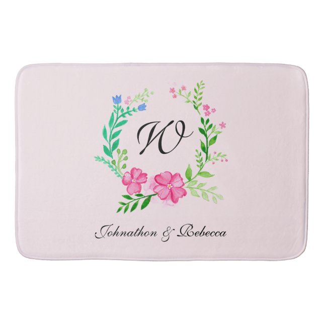 Tapis De Bain Monogramme floral (Devant)