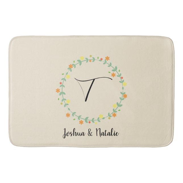 Tapis De Bain Monogramme floral (Devant)