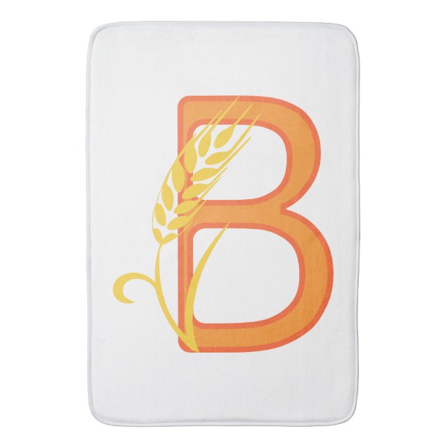 Tapis De Bain monogramme floral B lettre majuscule (devant Vertical)