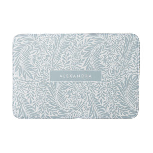 Tapis De Bain Monogramme Floral Foliage Elegan Dusty Blue