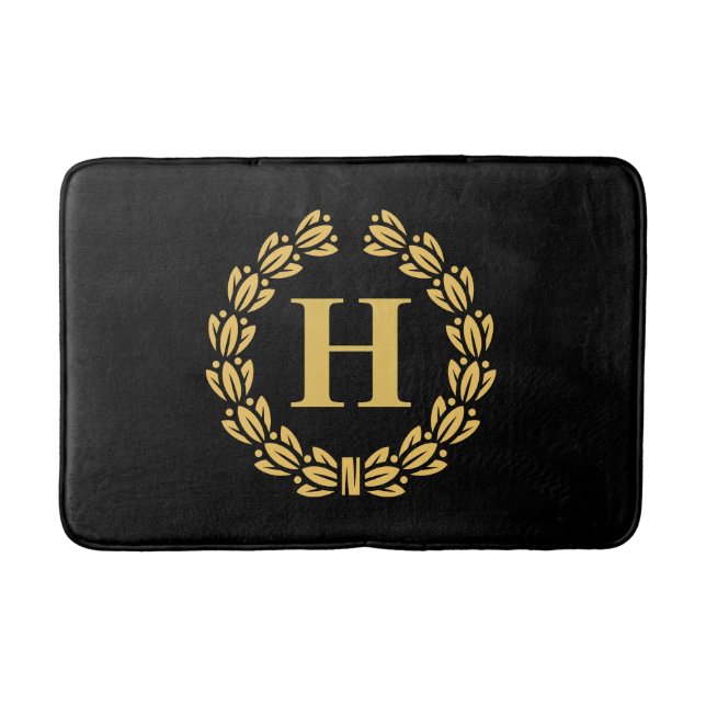 Tapis De Bain Monogramme Golden Laurel Wreath (Devant)