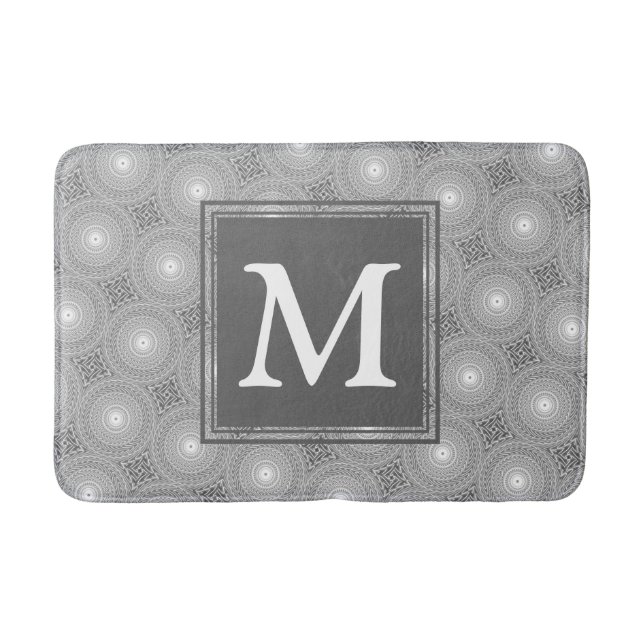 Tapis De Bain Monogramme gris cercles motif (Devant)