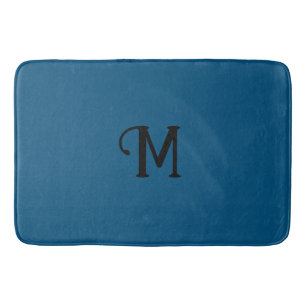 Tapis De Bain Monogramme initial Agate Bijou bleu Tonalité Coule