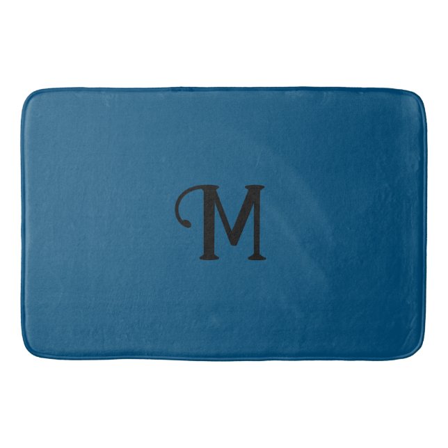 Tapis De Bain Monogramme initial Agate Bijou bleu Tonalité Coule (Devant)