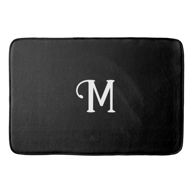 Tapis De Bain Monogramme initial Onyx Joyau Tone Couleur solide (Devant)