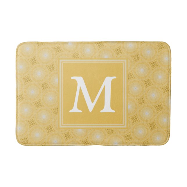 Tapis De Bain Monogramme jaune cercles motif (Devant)