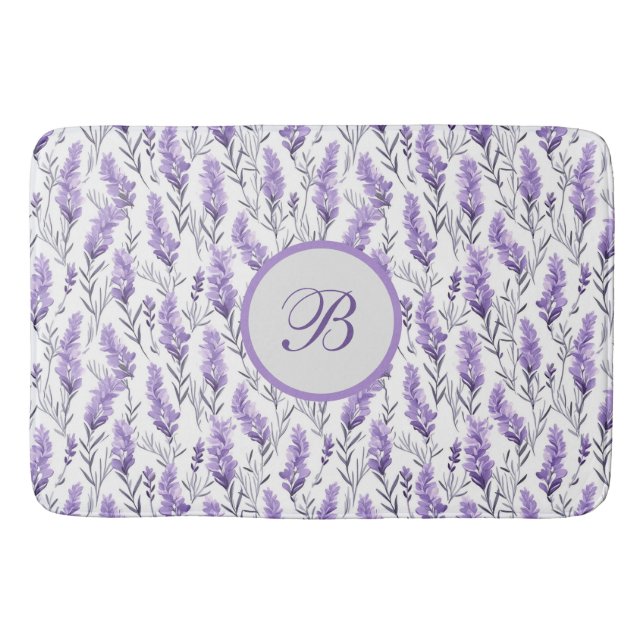 Tapis de bain monogrammé Lavender Meadows  (Devant)