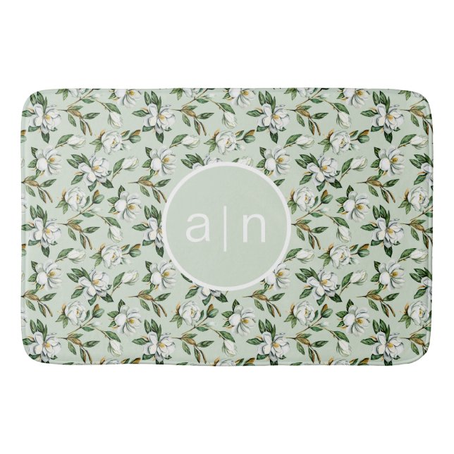 Tapis De Bain Monogramme moderne blanc Magnolia (Devant)