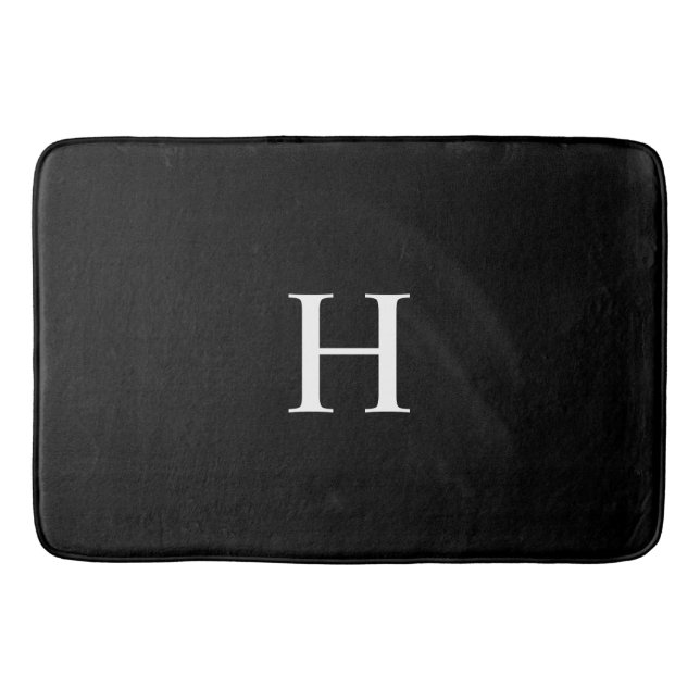Tapis De Bain Monogramme Moderne Élégant Noir (Devant)