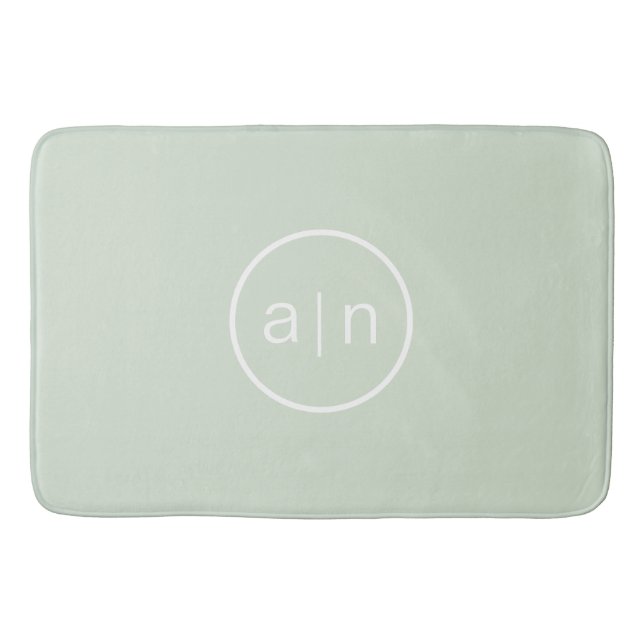 Tapis De Bain Monogramme moderne - Vert (Devant)